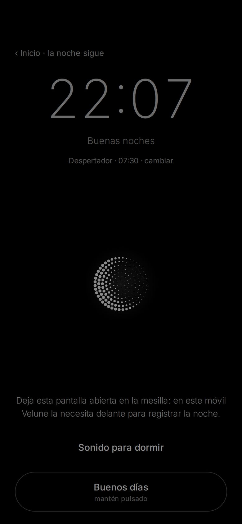 Modo mesilla: la hora en grande y la pantalla en calma